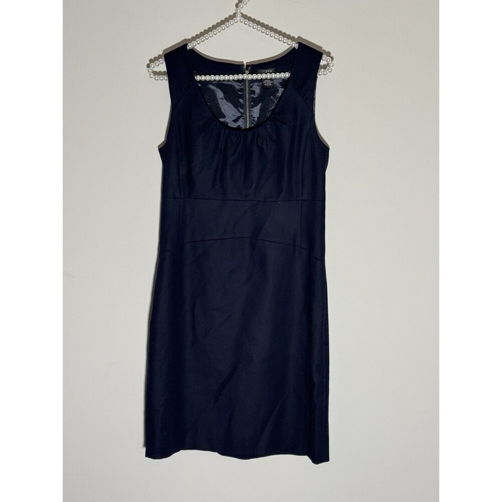 J Crew Dress Size 2 Black Sleeveless Suiting Work Office Lined Sheath Cotton